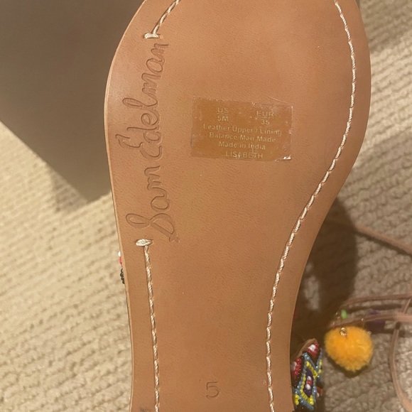 Sam Edelman pom pom lace up sandals - Picture 3 of 3